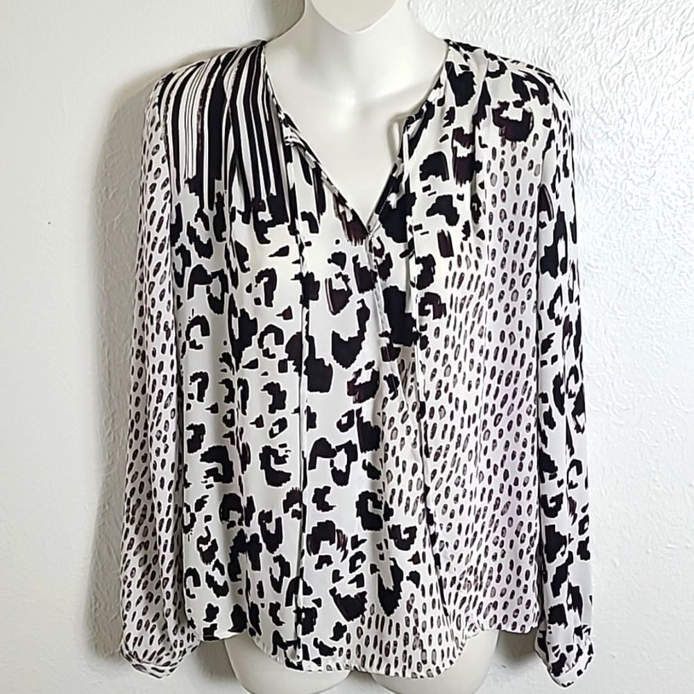 Cabi Animal Print Wrap Top, Longsleeves, Size XS